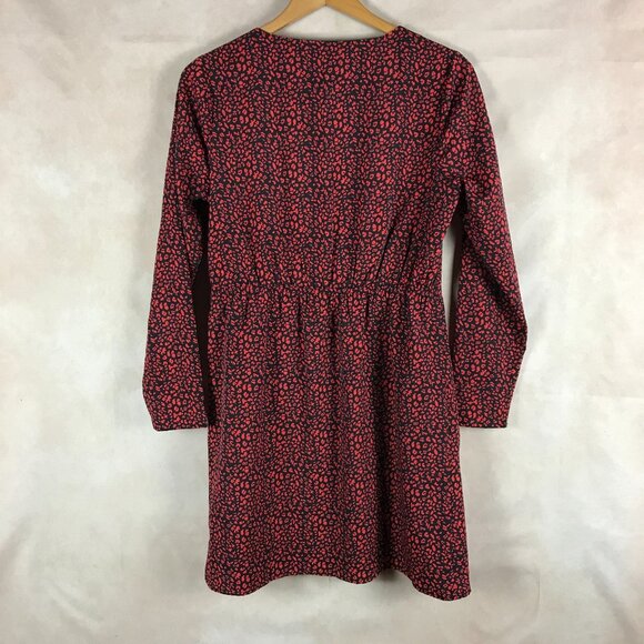 Skies Are Blue Red/Black Printed Faux Wrap Dress SMALL - Picture 10 of 11